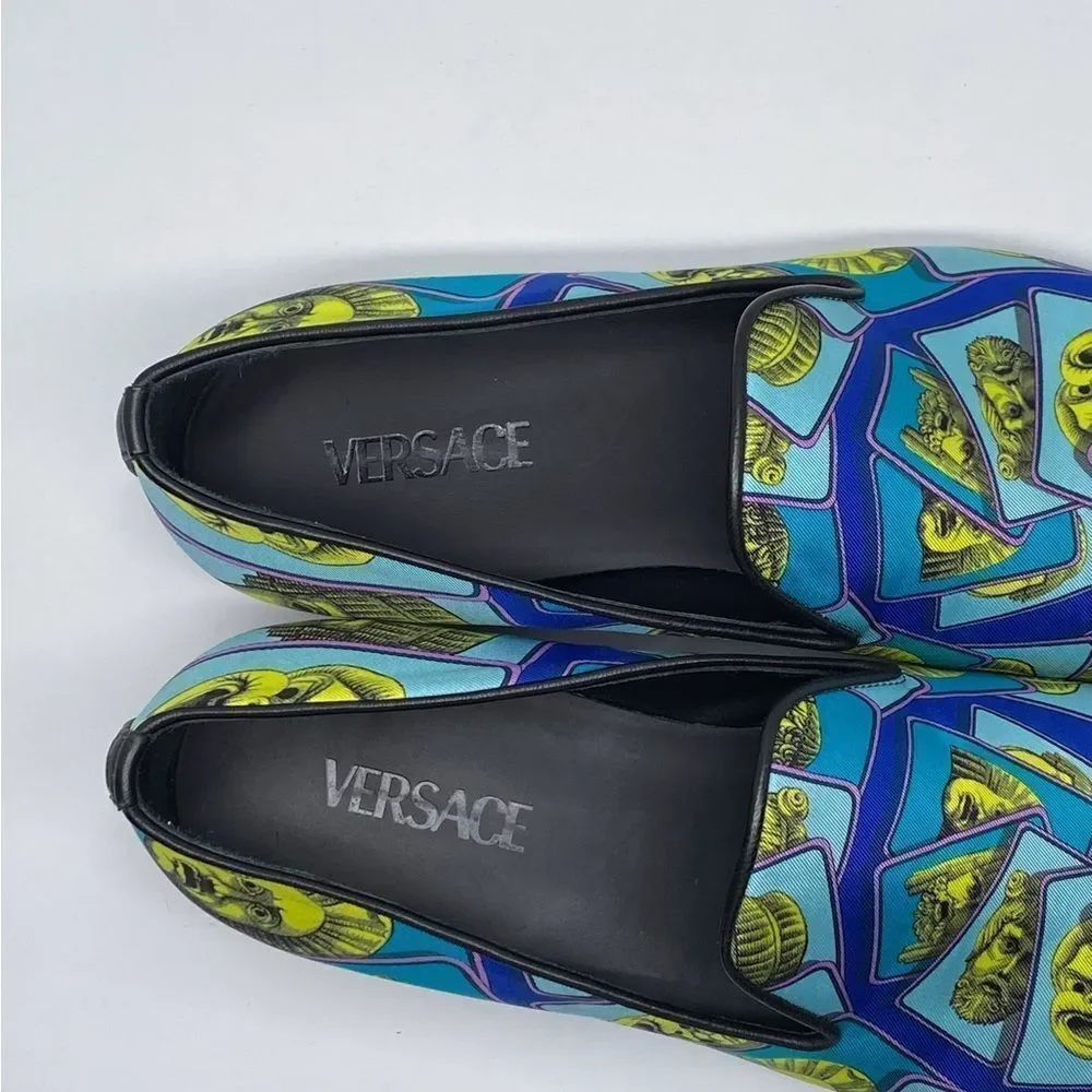 Versace Masks Print Silk Twill Loafer size 43/us size 10